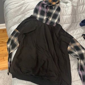 Shein hoodie, black with plaid print